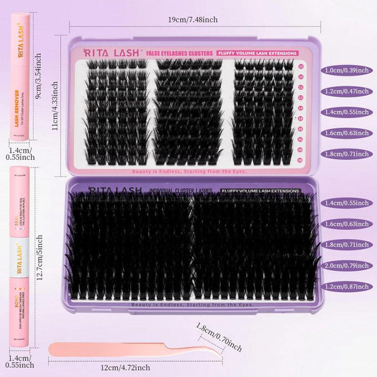 Cluster Eyelashes Kit, 1 Box Natural Look Eyelash Extensions, Self Grafting Curl Eyelashes, Eye Makeup Enhancement False Eyelashes for Women, Cosmetic