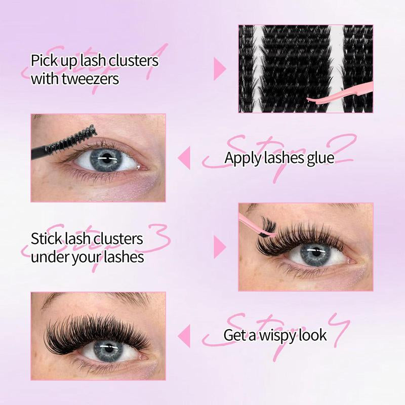 Cluster Eyelashes Kit, 1 Box Natural Look Eyelash Extensions, Self Grafting Curl Eyelashes, Eye Makeup Enhancement False Eyelashes for Women, Cosmetic