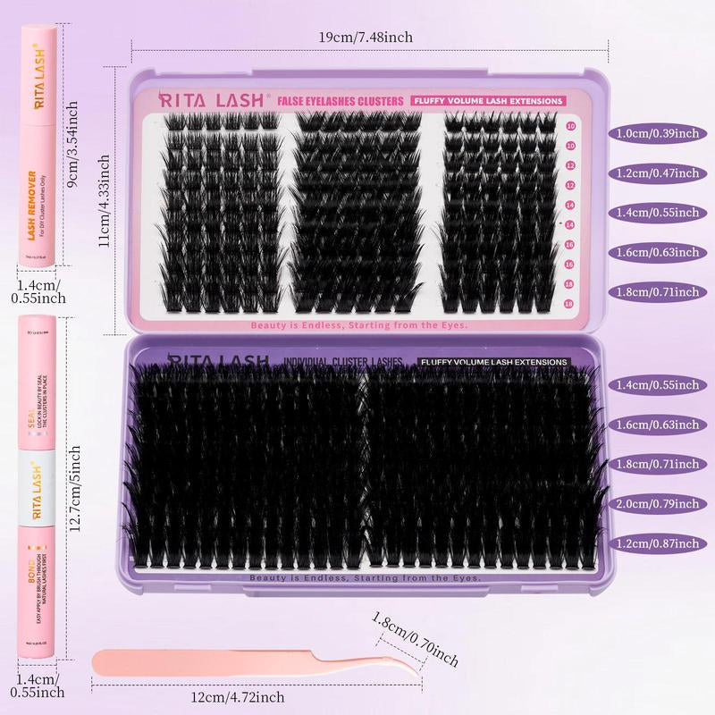 Cluster Eyelashes Kit, 1 Box Natural Look Eyelash Extensions, Self Grafting Curl Eyelashes, Eye Makeup Enhancement False Eyelashes for Women, Cosmetic
