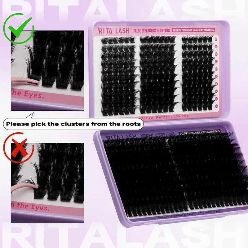 Cluster Eyelashes Kit, 1 Box Natural Look Eyelash Extensions, Self Grafting Curl Eyelashes, Eye Makeup Enhancement False Eyelashes for Women, Cosmetic