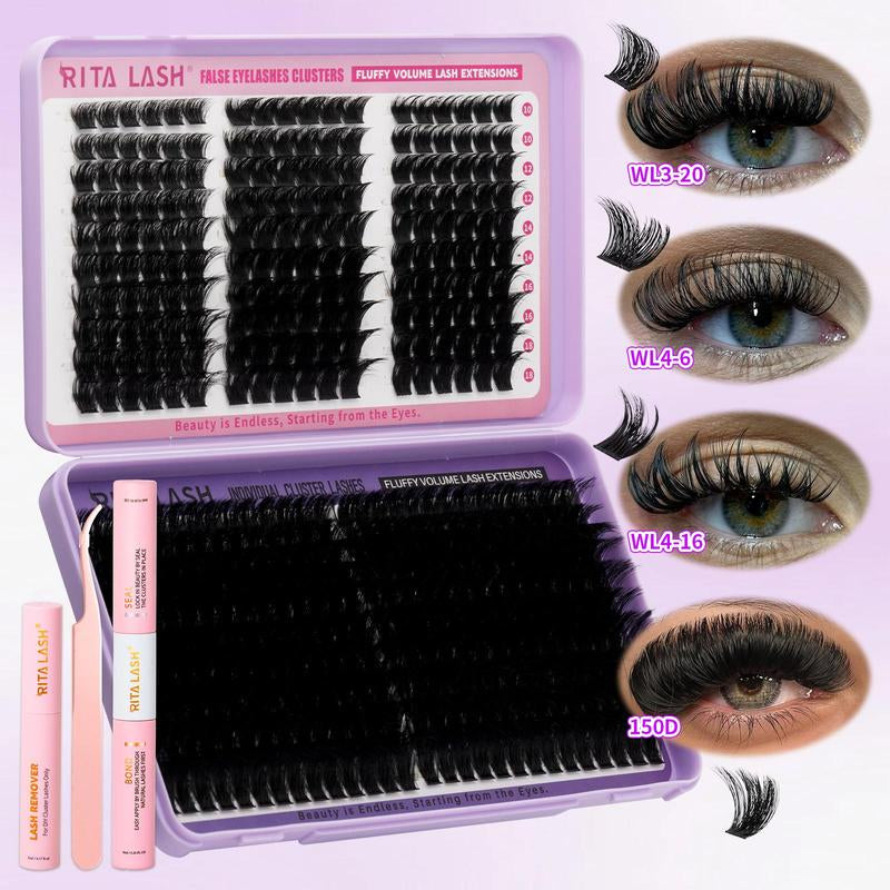 Cluster Eyelashes Kit, 1 Box Natural Look Eyelash Extensions, Self Grafting Curl Eyelashes, Eye Makeup Enhancement False Eyelashes for Women, Cosmetic