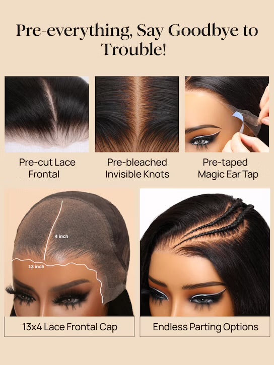 7x5 & 13x4 Burgundy Plum Straight Lace Frontal Wig Pre-Plucked, Pre-Bleached Invisible Knots, Layered Cut, Glueless