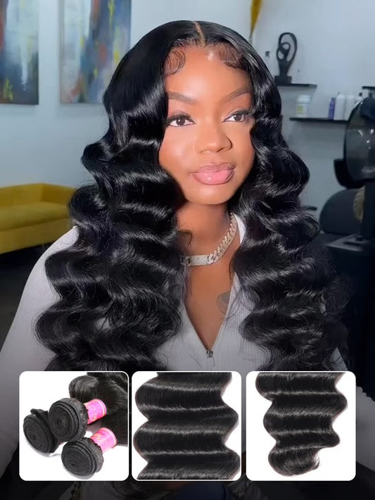 Loose Deep Wave Hair Weave – 4 Bundle Deal, 100% Virgin Human Hair, Thick & Full
