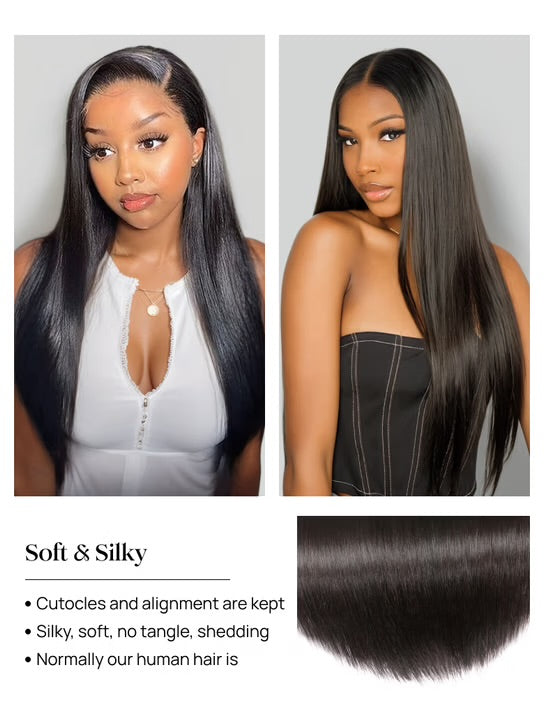 Brazilian Hair Bundles – 4 Pcs Soft Virgin Straight Hair Weave, 8–30 Inches