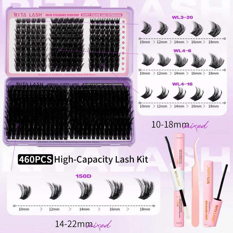Cluster Eyelashes Kit, 1 Box Natural Look Eyelash Extensions, Self Grafting Curl Eyelashes, Eye Makeup Enhancement False Eyelashes for Women, Cosmetic